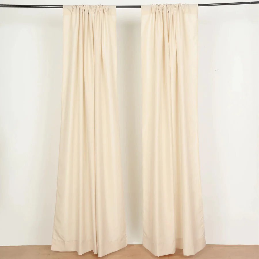 BEIGE 2 Drapery Panels 8 ft Polyester Backdrop CURTAINS Rod Pockets Party Events