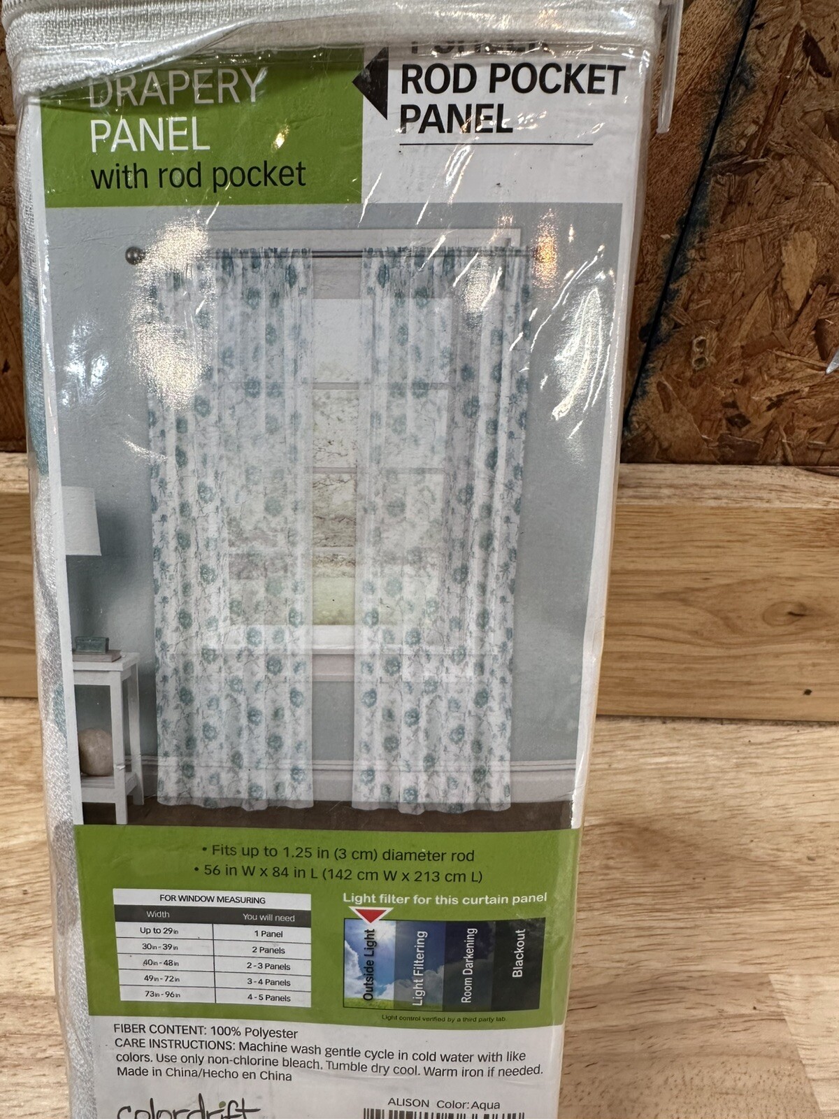 Colordrift Aqua Floral 56in W X 84in L Rod Pocket Sheer Curtain Panel