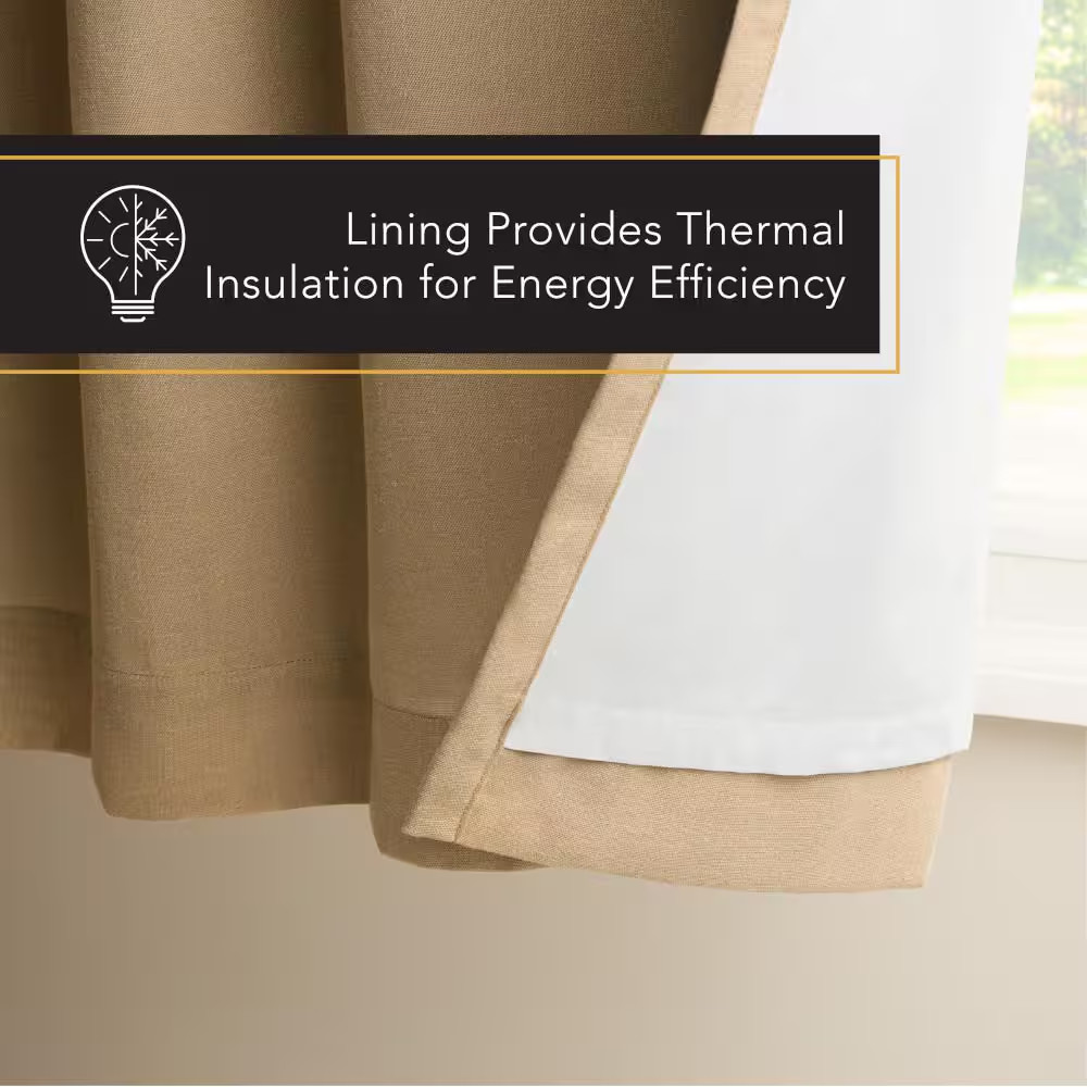 Arlo Solid Linen Texture 50 In. W X 84 In. L Polyester Blackout Taupe Curtain (S