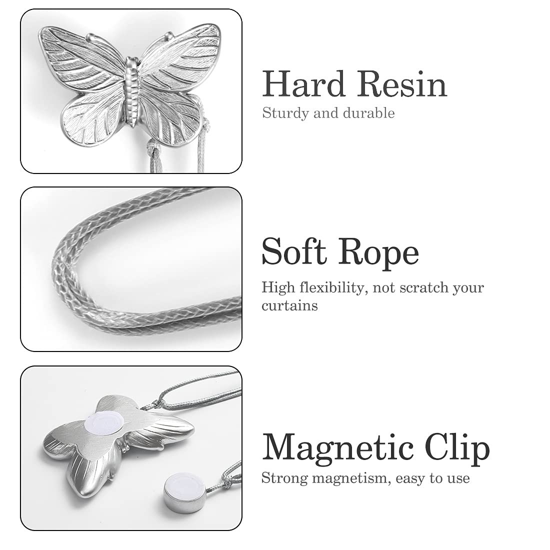 Vintage Magnetic Curtain Tie Backs, 1 Pair Resin Butterfly Curtain Sh…
