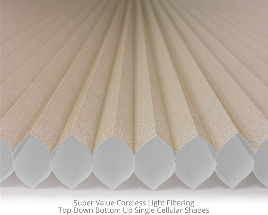34 1/4″ X 72″ Fawn-White Drift Top Down Bottom Up Light Filtering Cellular Shade