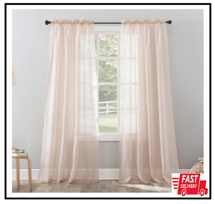No 918 Erica Whisper Pink Crushed Sheer Voile Curtain Panel 51 x 84 Inch