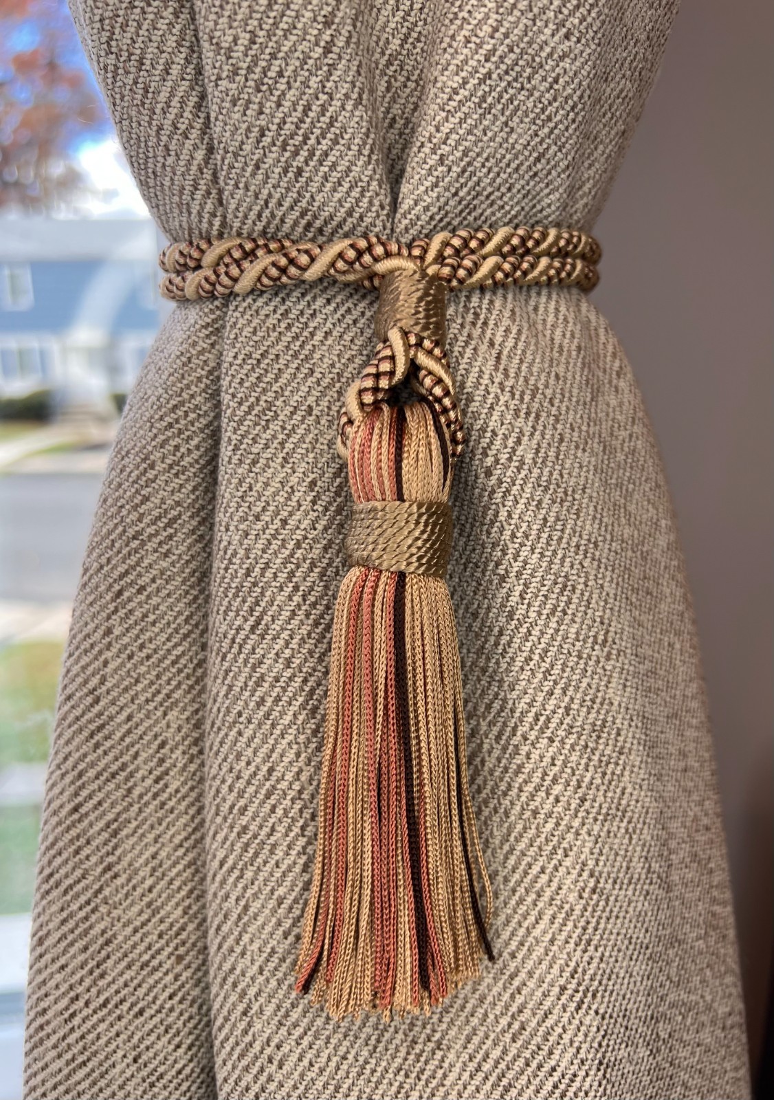 Vintage Versailles Home Fashion Inc Tassel Curtain Ties in color Cool Taupe Mix