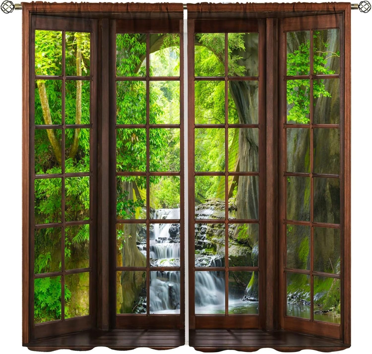 Autumn Landscape Blackout Curtains,Fall Morning Mountain Nature Forest Lake Clea