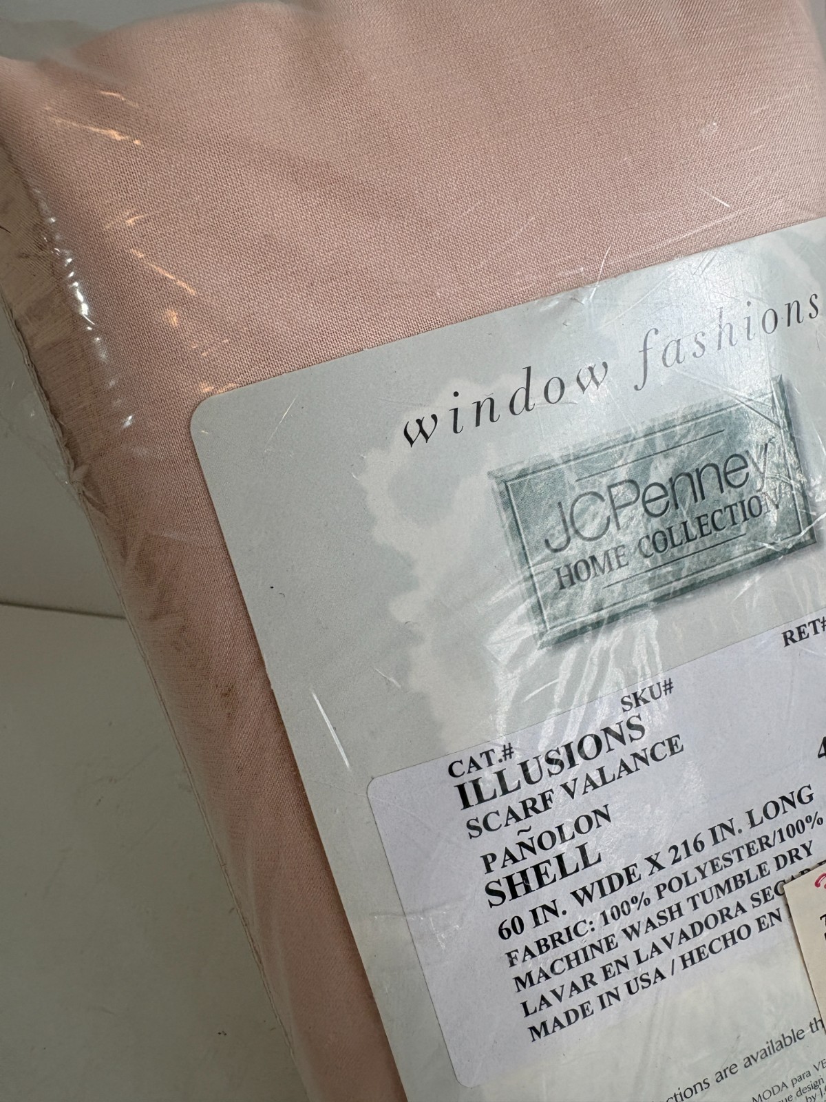 JC Penney Illusions Scarf Valance Shell Pink 60×216″