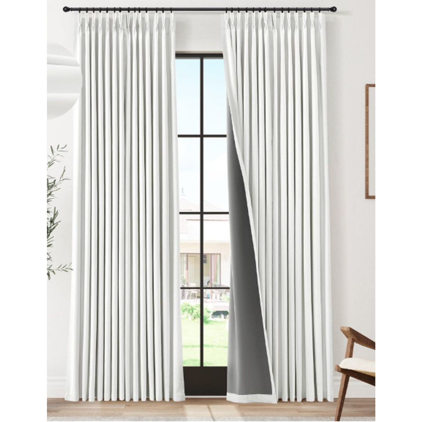 Pinch Pleated 100% Blackout Curtains – 90” Length (Set of 2, White) Condition