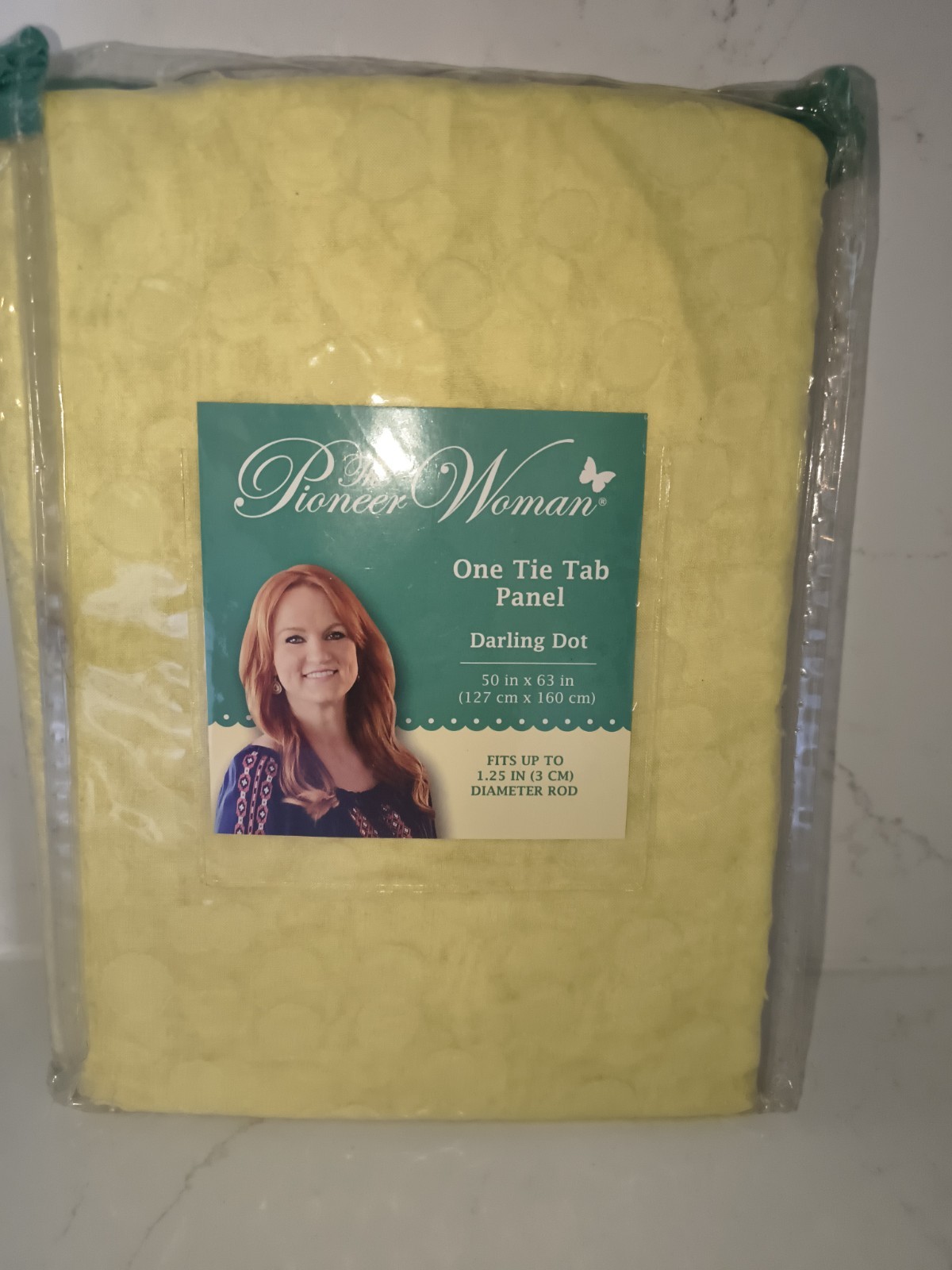 Rare HTF Pioneer Woman Darling Dot Yellow One Tie Tab Panel 50×63
