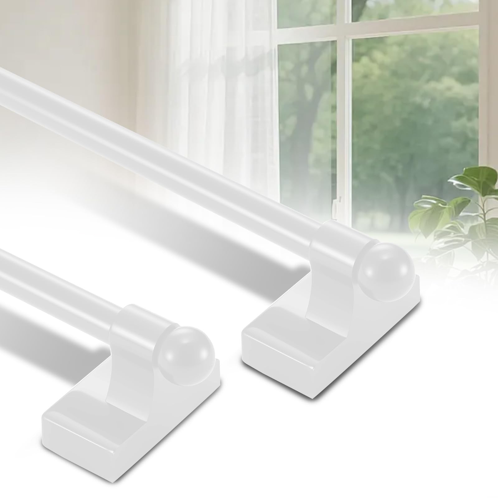 2 Pack Magnetic Curtain Rods for Metal Door 16 to 28 Inch, 1/2″ Multi-use Adj…