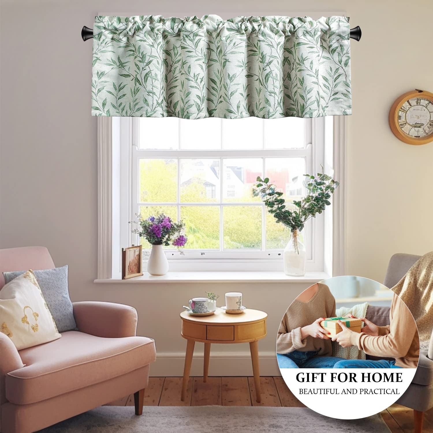 Curtain Valances Leaves Meticulous Printed Window Curtains for Kitchen, Top R…