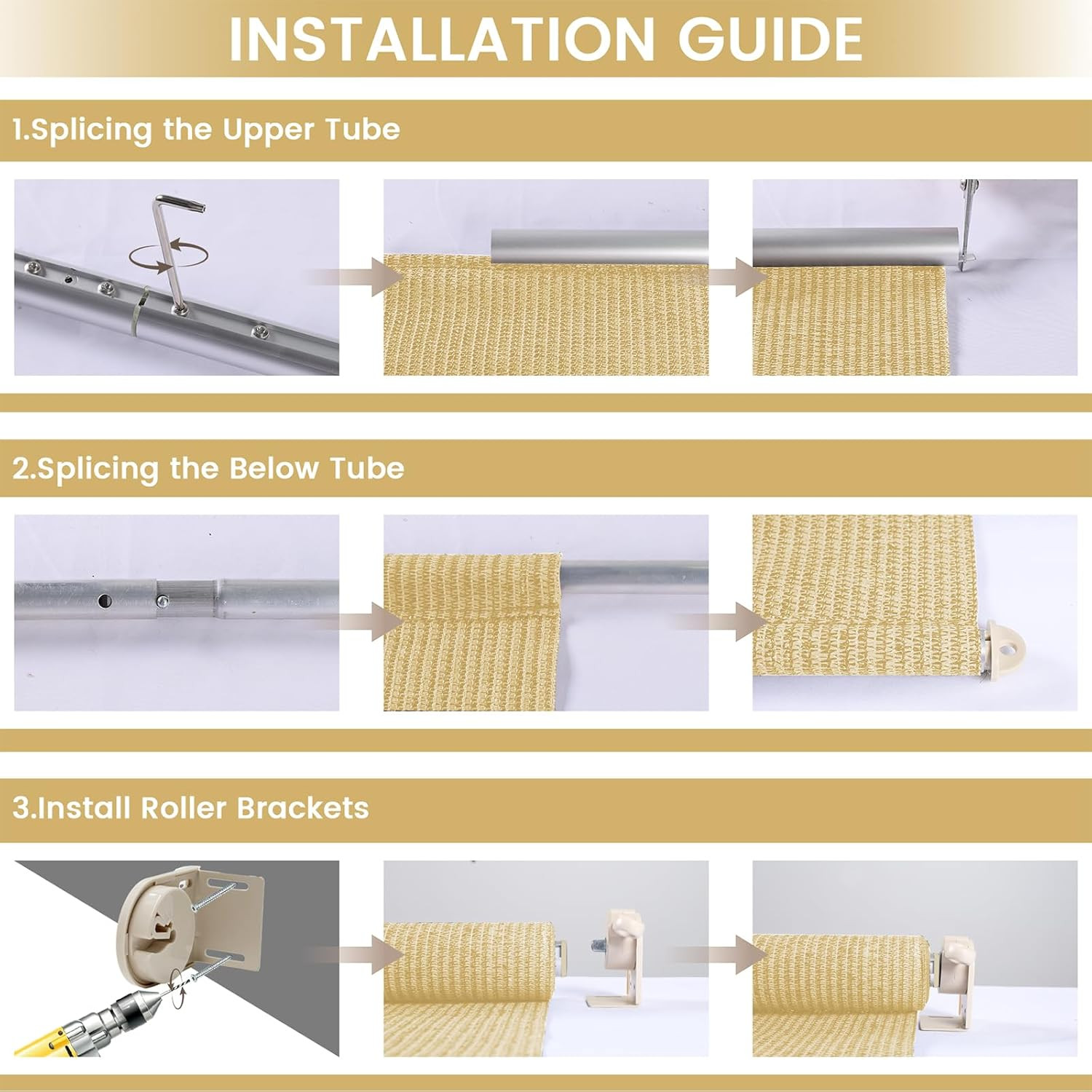 Cordless Outdoor Roller Shades 8′ x 8′ – 90% UV Protection for Patio & Gazebo