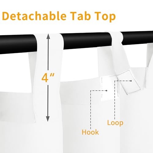 Outdoor Patio Curtains Detachable Tab Top 54″W x 96″L (Pack of 2) White