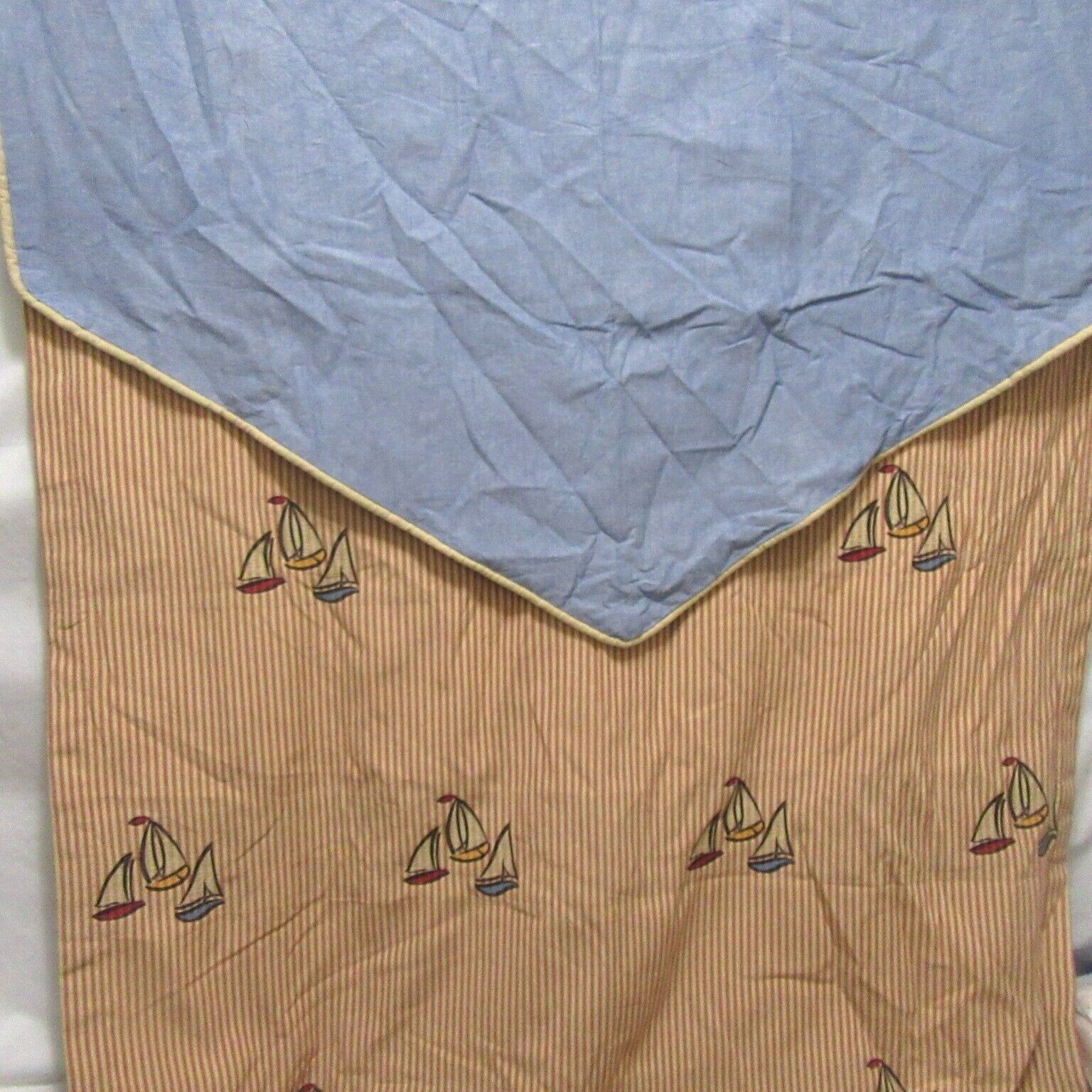 Custom Sailboats Embroidered Nautical 5pc 100×120 Drapery Panels with Valance