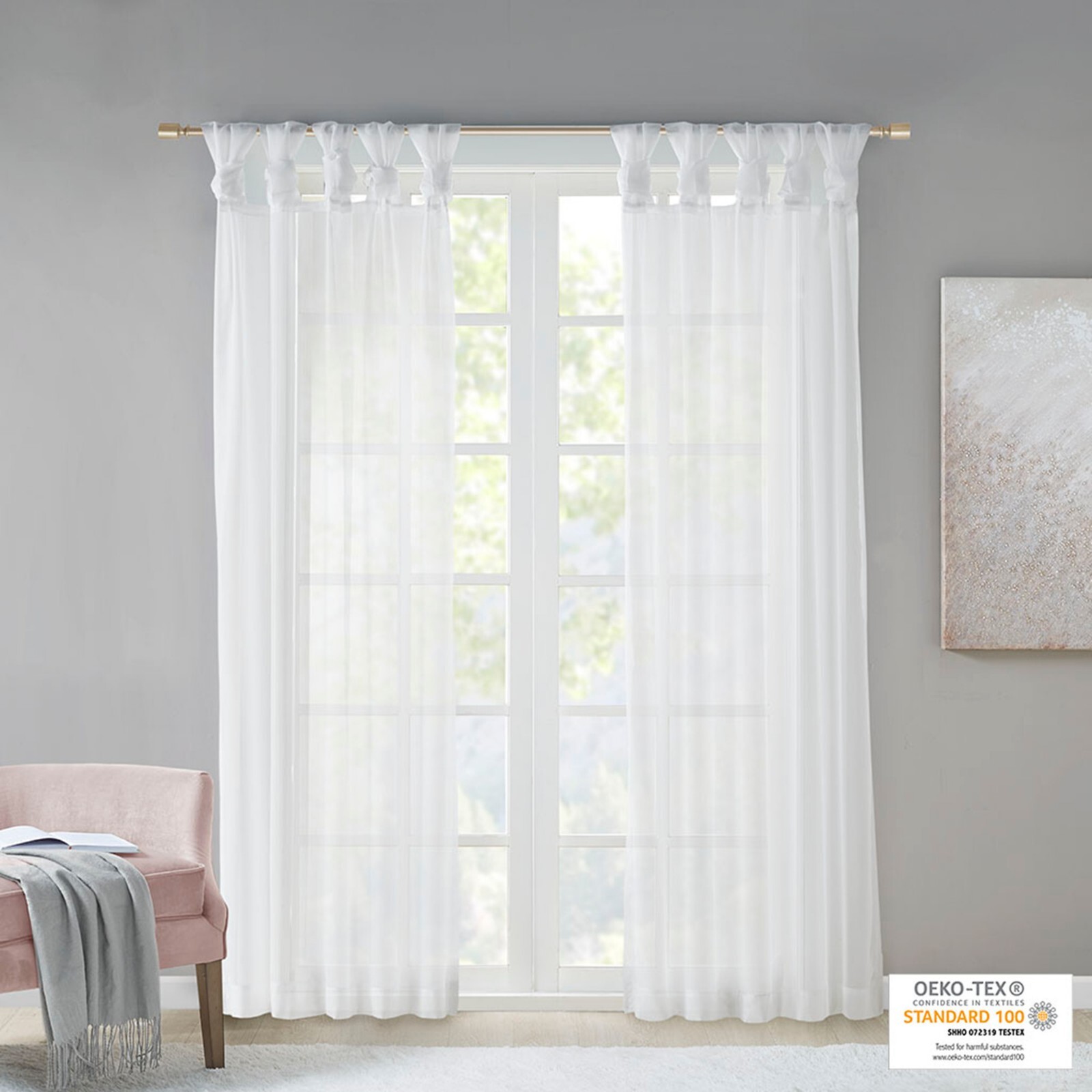 Madison Park Ceres Twist Tab Voile Sheer Window Pair 50×63 50×84 50×95