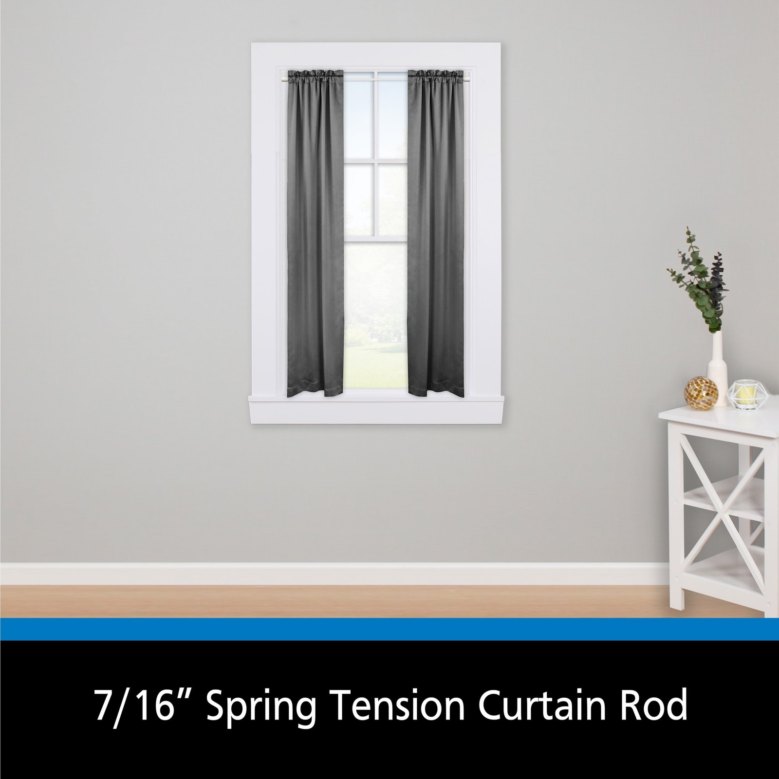 (2 pack) 7/16″ Adjustable Tension Curtain Rod, 28-48″, White