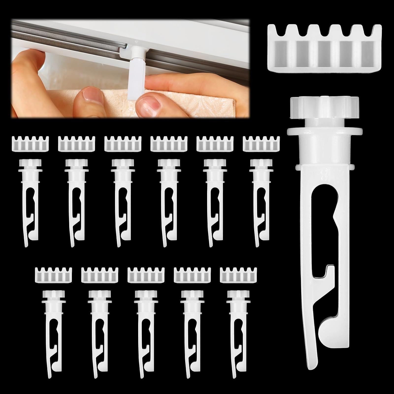 Vertical Blinds Repair Kit – 12 Sets Stem & Gear, White Replacement Parts for He