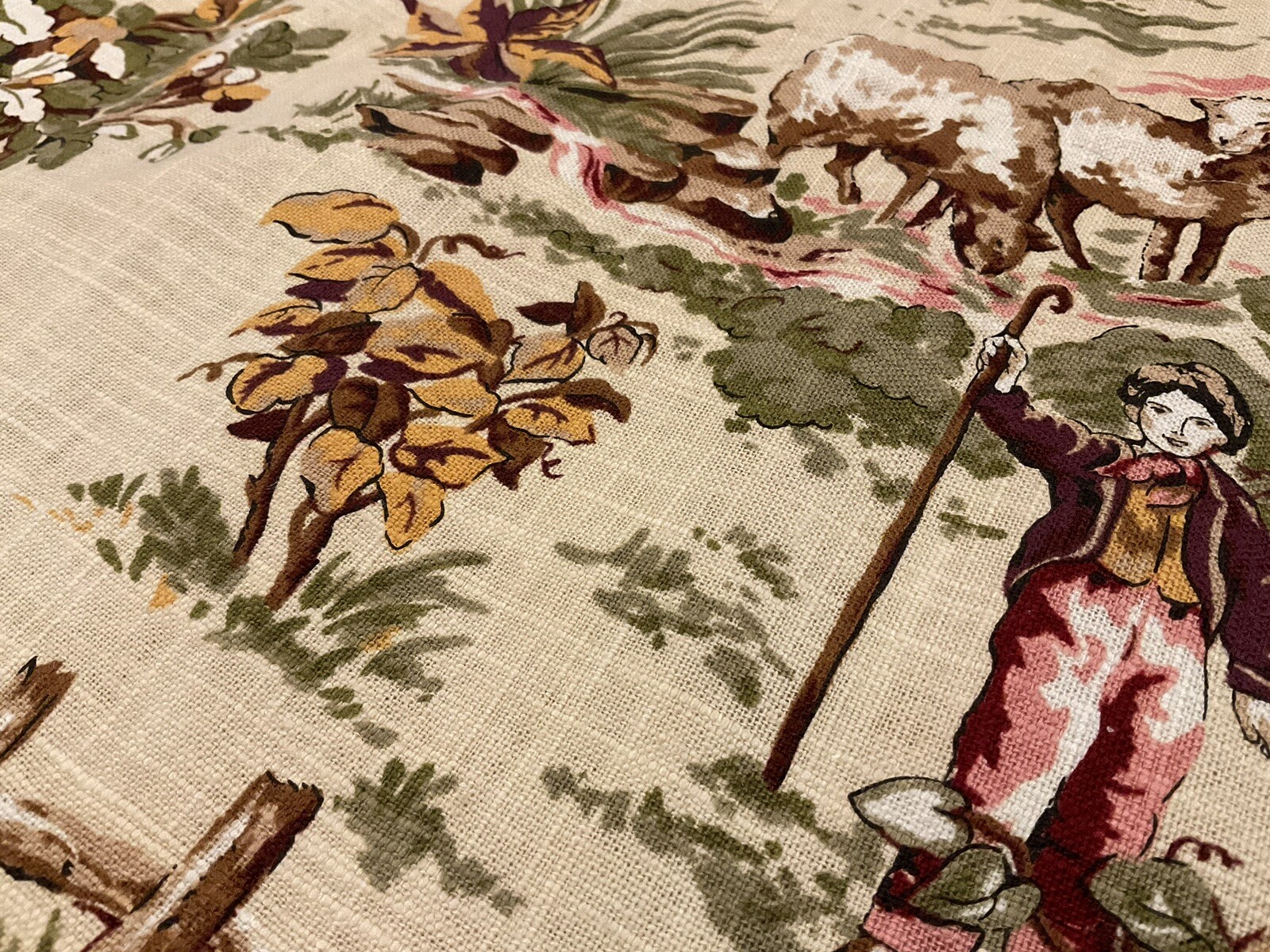 PAIR French Country Pastoral Toile Window Valances, 5.8 Yards Each, SUPER LONG