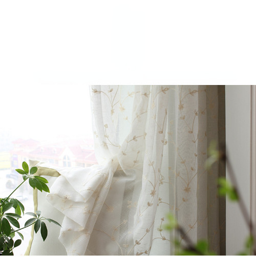 Floral Embroidered Sheer Tulle Curtains Voile Bedroom Tulle Window Blinds Drapes