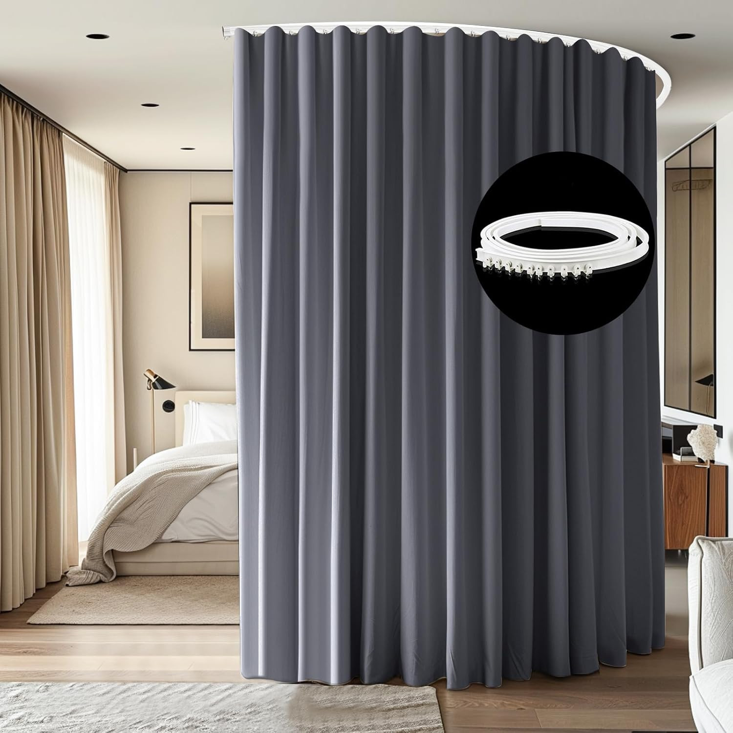 Room Divider Ceiling Mounted Curtains Track Sets Extra Wide Blackout Curtain Fle