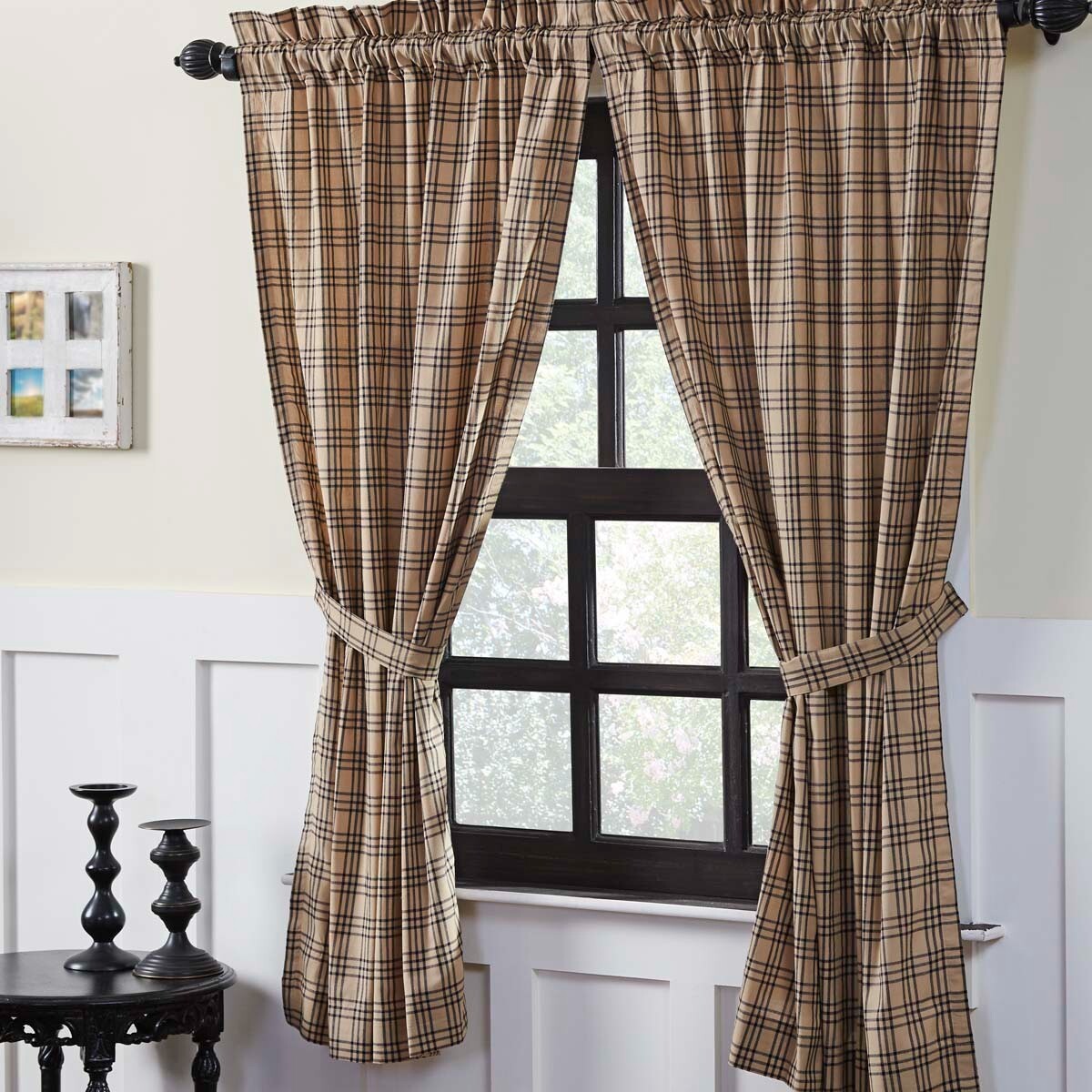 Sawyer Mill Charcoal Plaid Short Panel Curtains Country100% Cotton Plaid VHC