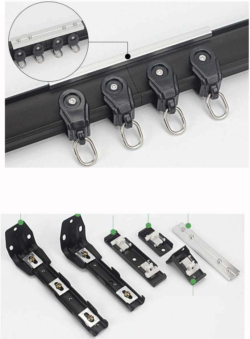 Black Aluminum Curved Pole Bay Window Bendable Curtain Track Rail Accessories…