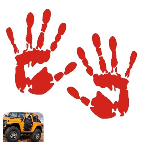 2 PCS Car Wave Stickers, Waving Hand Rearview Mirror Decal, Lazy Waver Wave