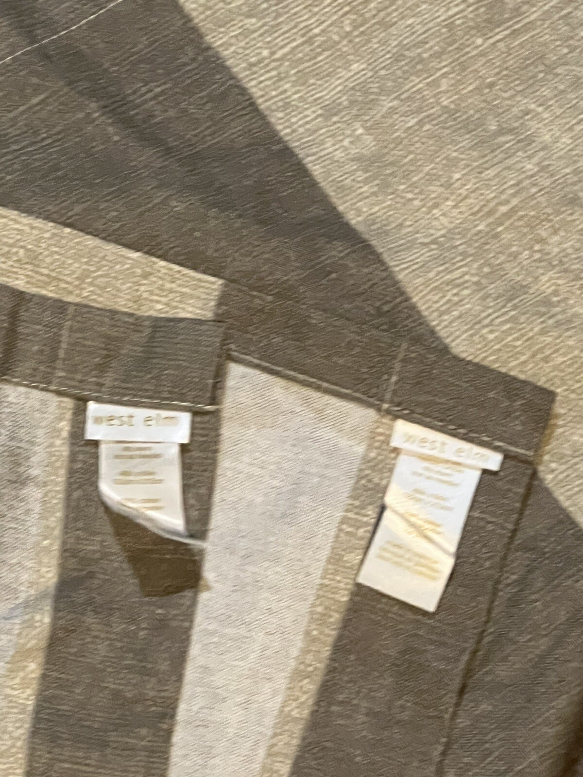West Elm Curtain Panels Colorblock Stripe Horizontal 48×84 100% Cotton Taupe