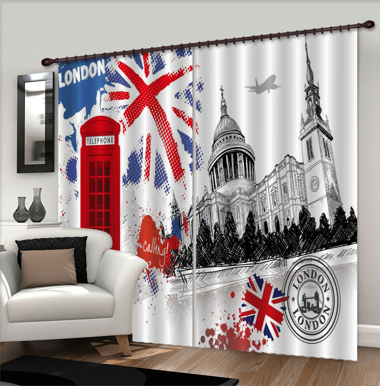 3D Telephone Hall ZHUA1481 Blockout Photo Curtain Fabric Window Zoe