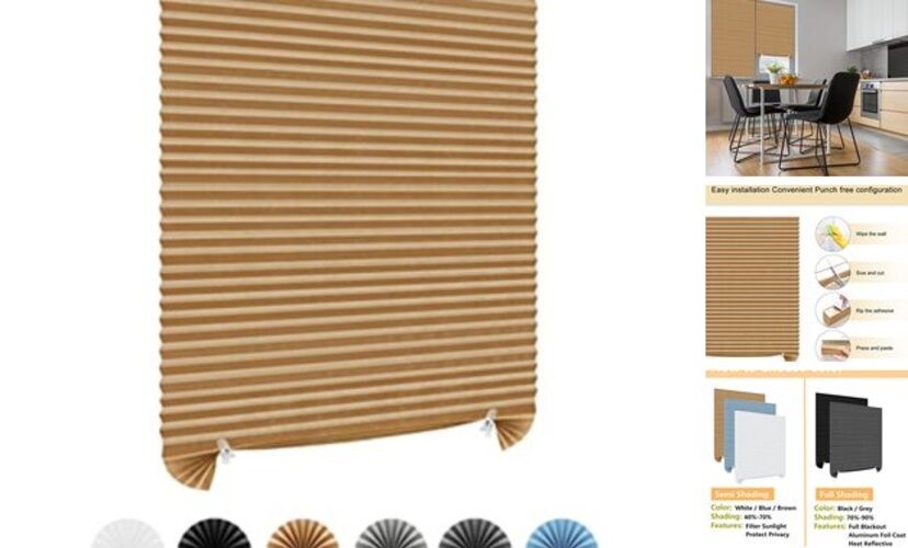 Window Blinds Cordless No Drill Cut to Size Clip On 24″W x 59″H Brown – 1 Pack