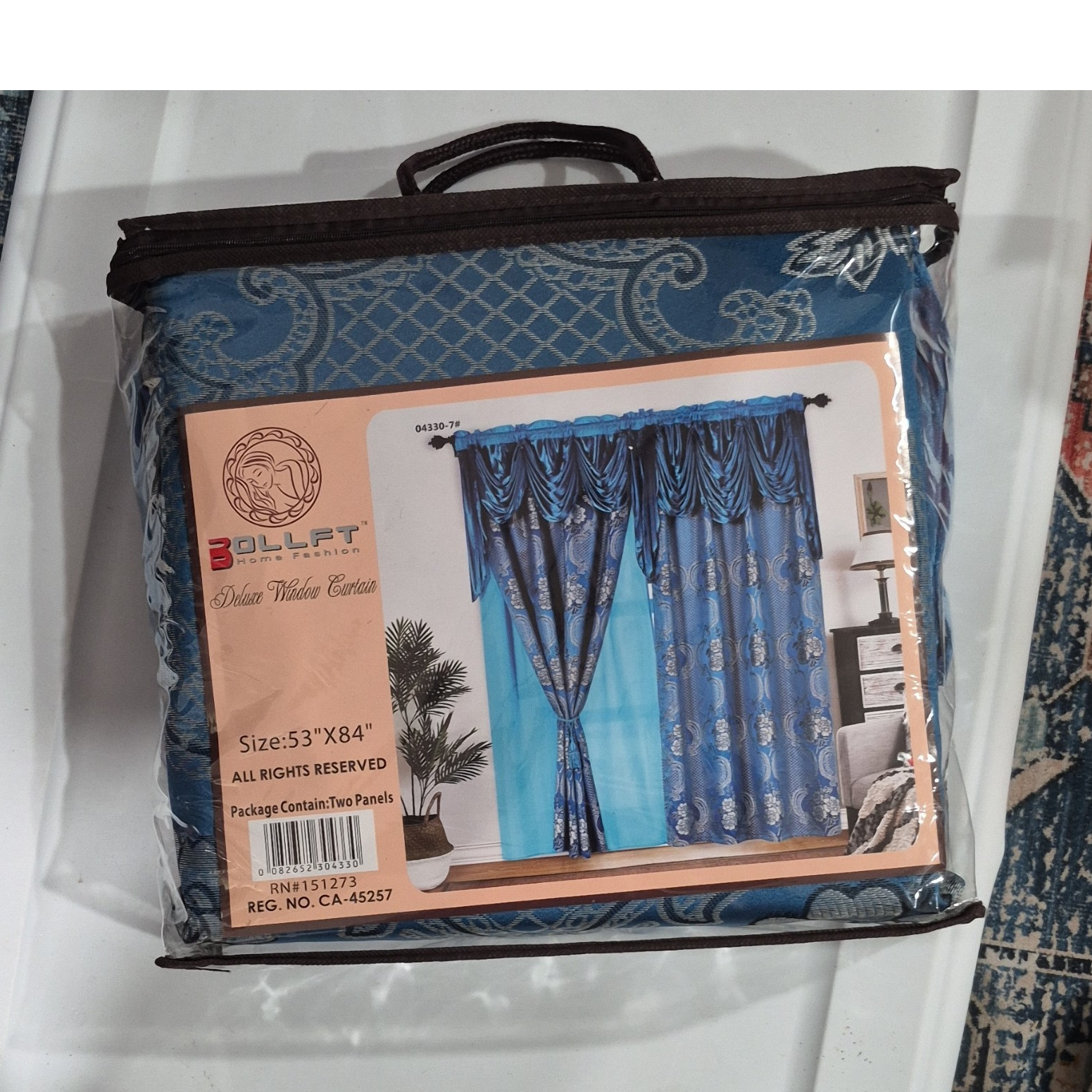 BOLLFT Light Filtering Jacquard Rod Pocket Curtain Panels Blue Silver 53×84