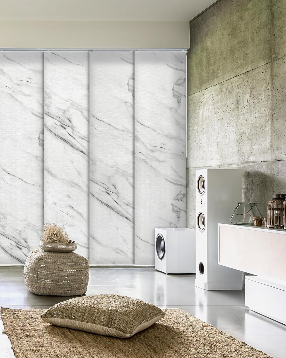 Deluxe Adjustable Sliding Panel Blind, Marble Print, 45.8″-86″W x 96″H