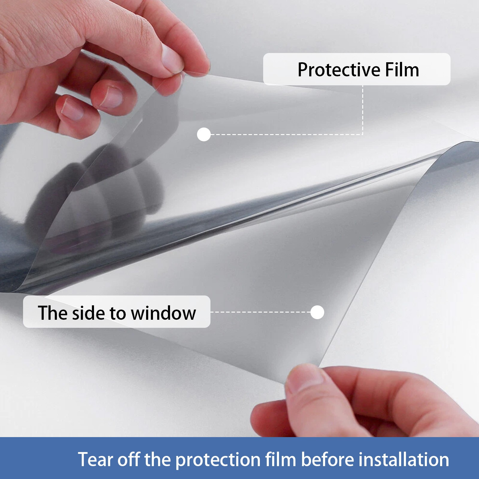 Sun Block Reflective Window Tint Privacy Static Cling for Home Office Glass Door