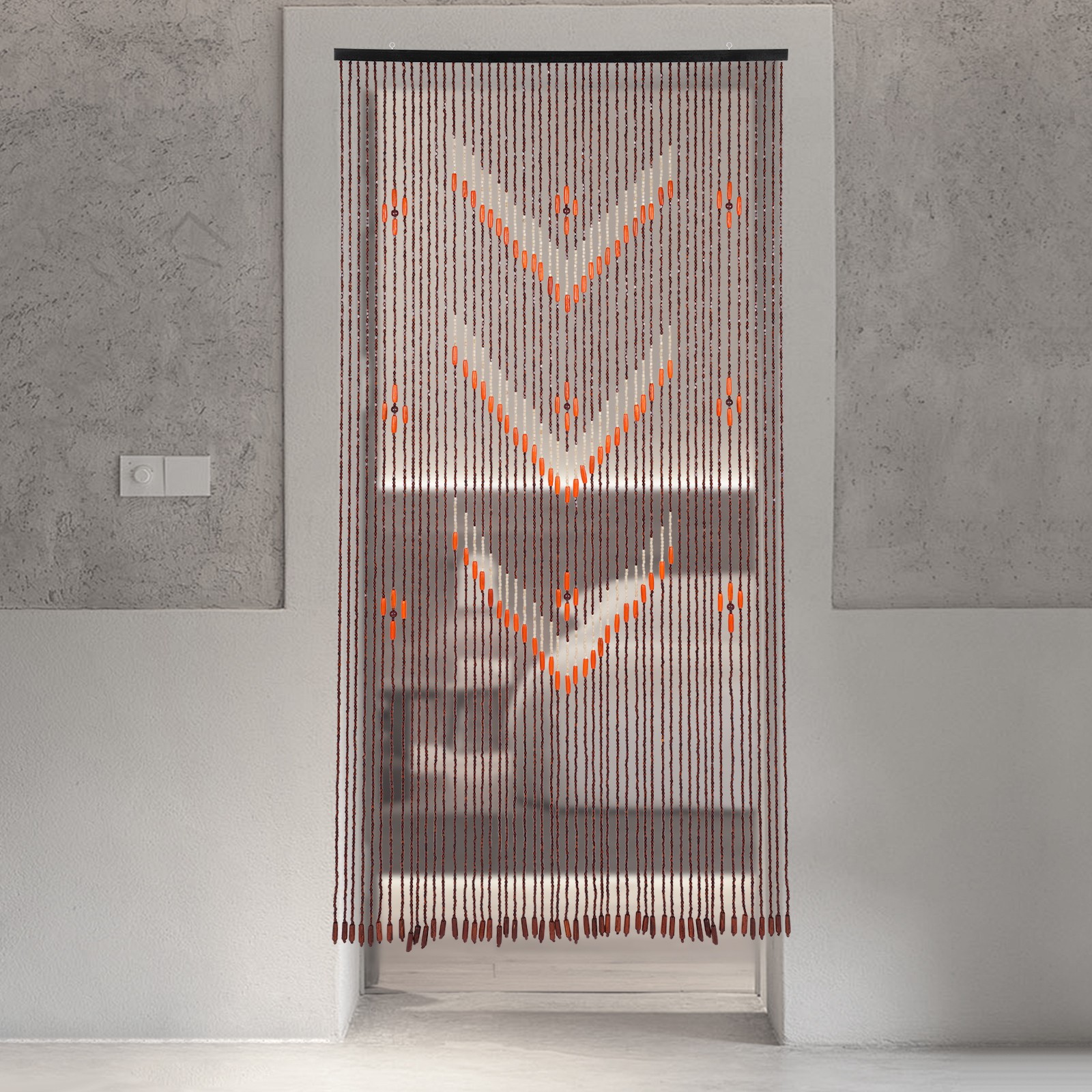 190×90 cm Bamboo Wood Beaded Curtain – 52 String Decorative Doorway Panel