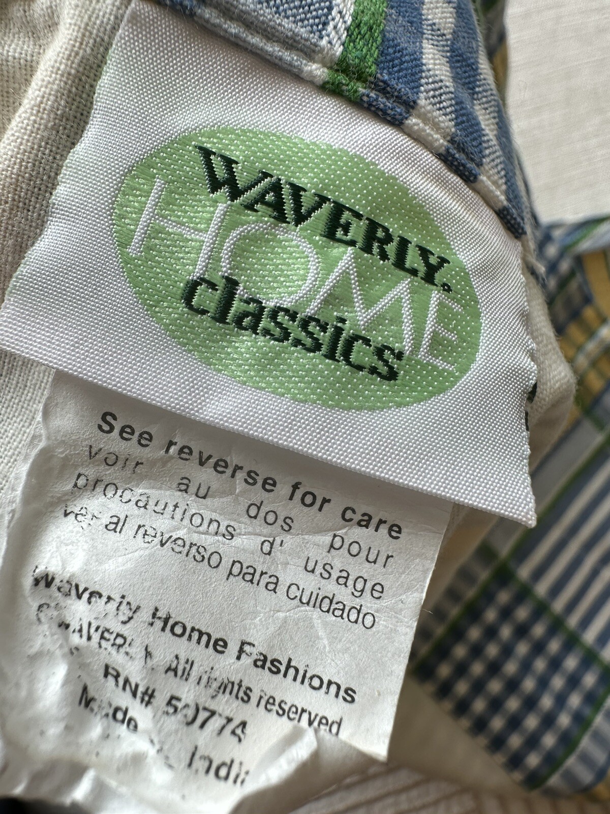 2 Waverly Window Valance Curtain Toppers Blue Yellow Plaid Scallop 17″x 76”