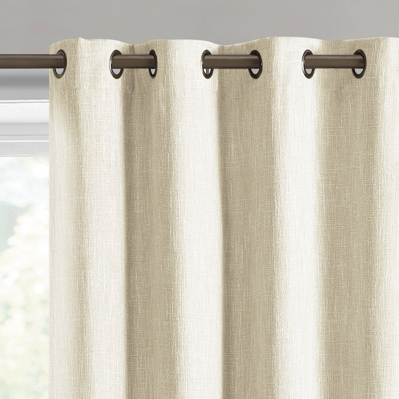Woven Textured Grommet Blackout Curtain Panel, 1-Piece, Ivory, 50″ W x 95″ L
