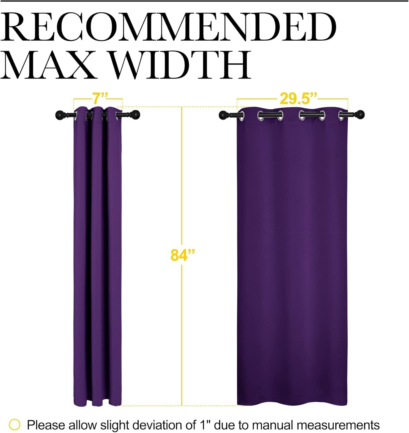 2PCS Royal Purple 84″L x 34″W Protection Privacy Darkening Curtains For Bedroom