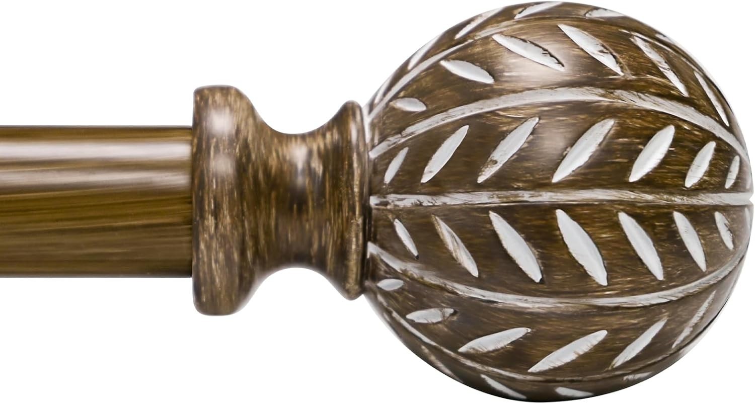 Boho Wooden Curtain Rods for Windows 48 to 84 Inches(4-7 ft), Adjustable Heav…