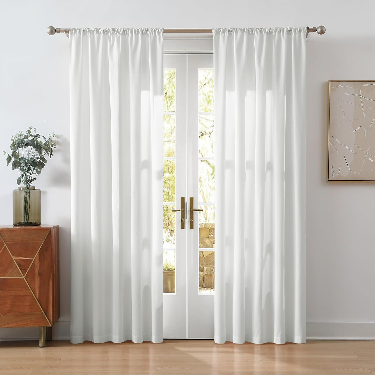 Elegant White Cotton Percale 50X96 Window Curtain Pair – Oeko-Tex Certified