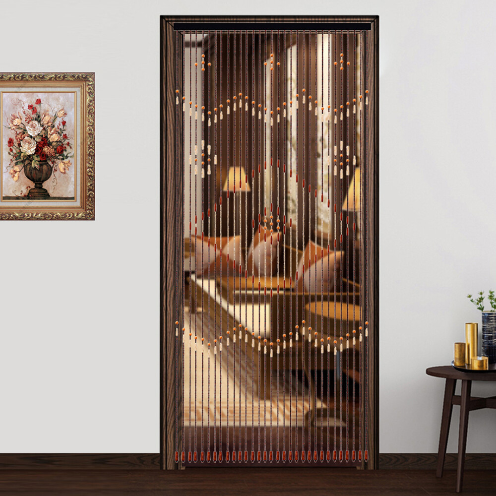 Retro Wooden Bead String Door Curtain Blinds Partition Curtain Porch for Bedroom