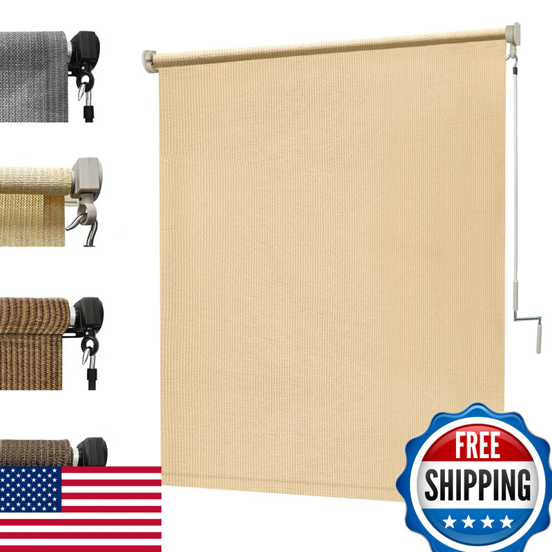 Kanagawa 7W X6H Sesame Outdoor Roller Shade – Cordless Exterior Roll Up Sun