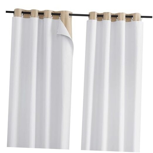 100% Blackout Curtain 50″W x 92″L (Pack of 2) Greyish White/100% Blackout