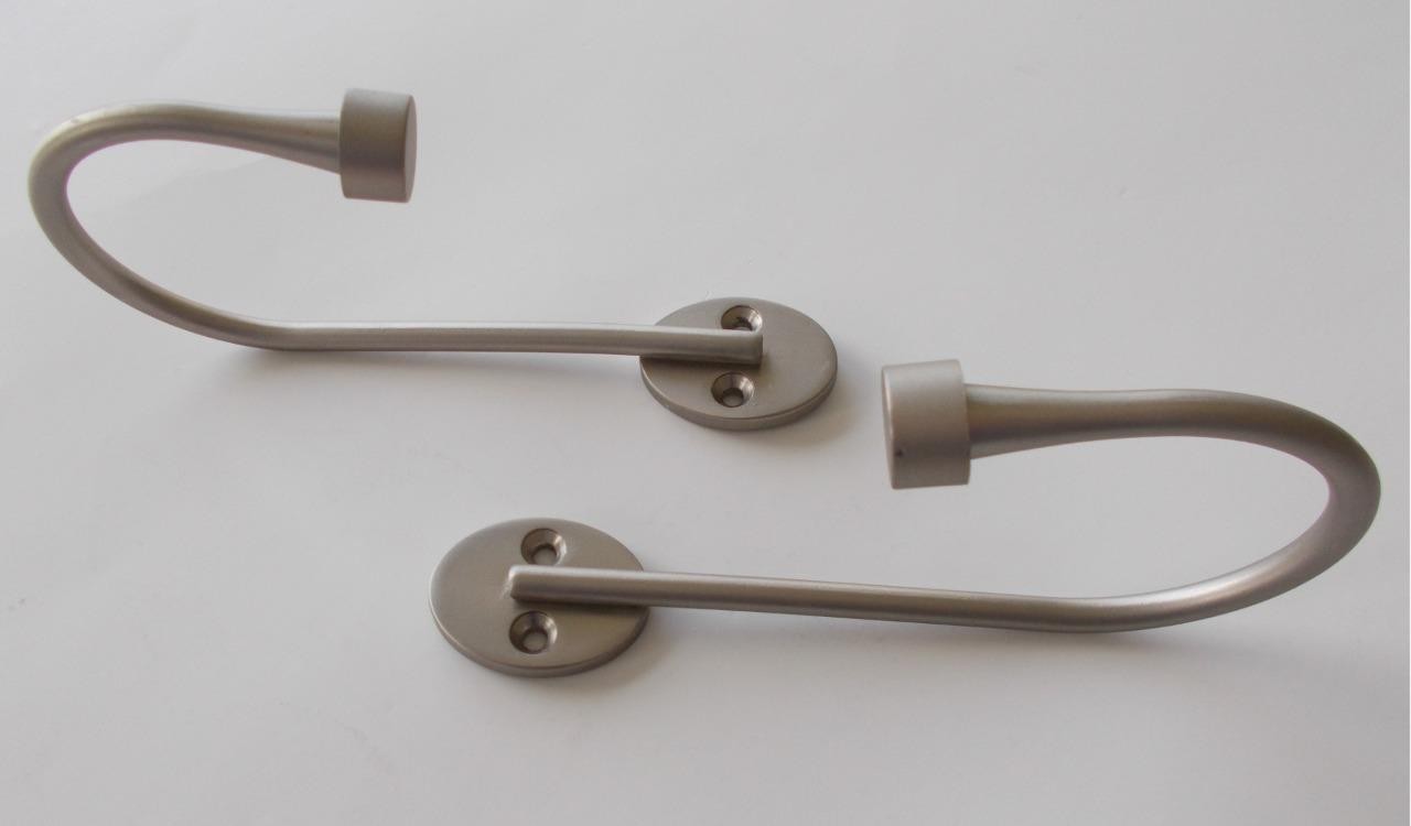 Set of 2 Drapery Curtain Holdbacks Brushed Nickel Well Made