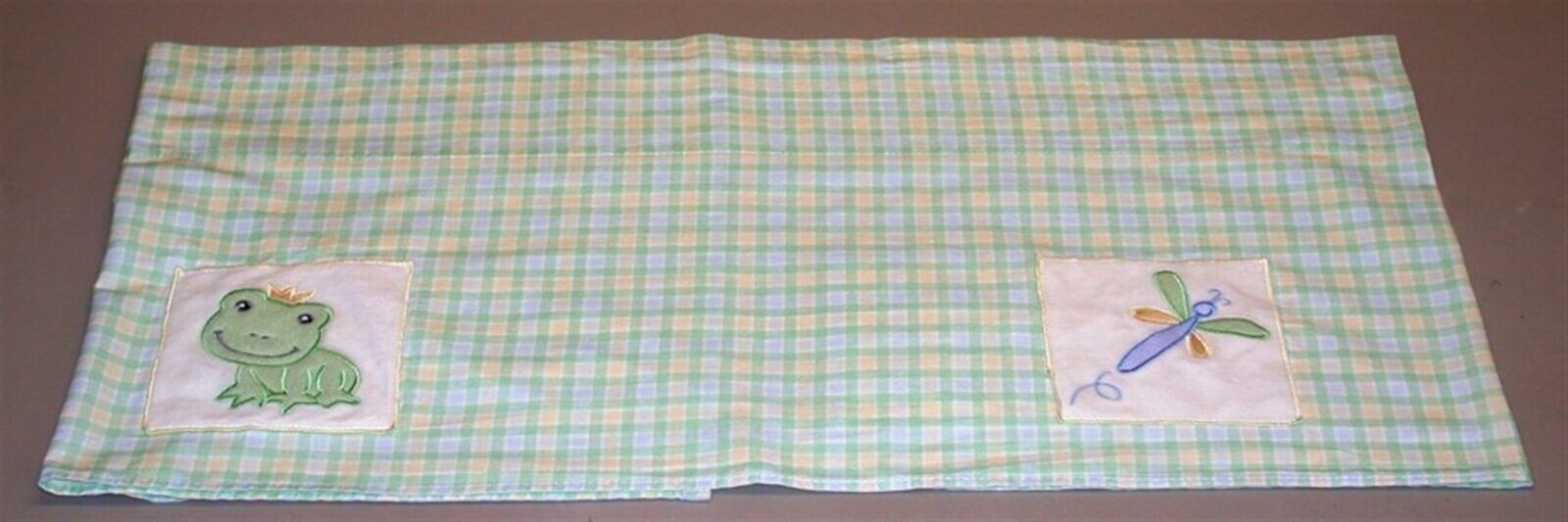 Frog & Dragonfly Motif Valance ~ 13.5″ L x 66″ W ~ Green Yellow Blue White