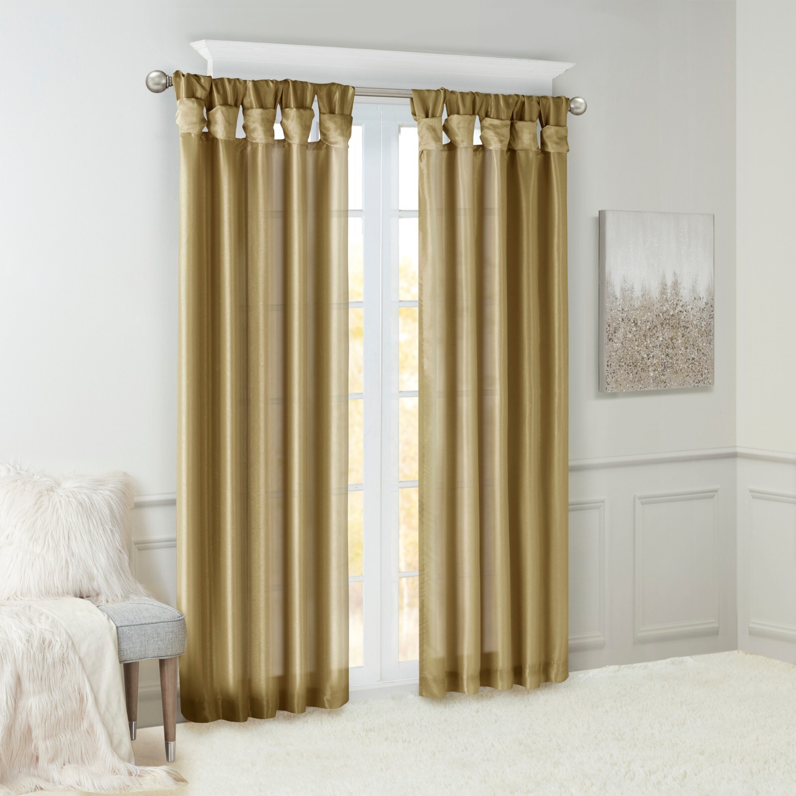 Madison Park Emilia Twist Tab Lined Window Curtain Panel 50×108 50×84 50×95