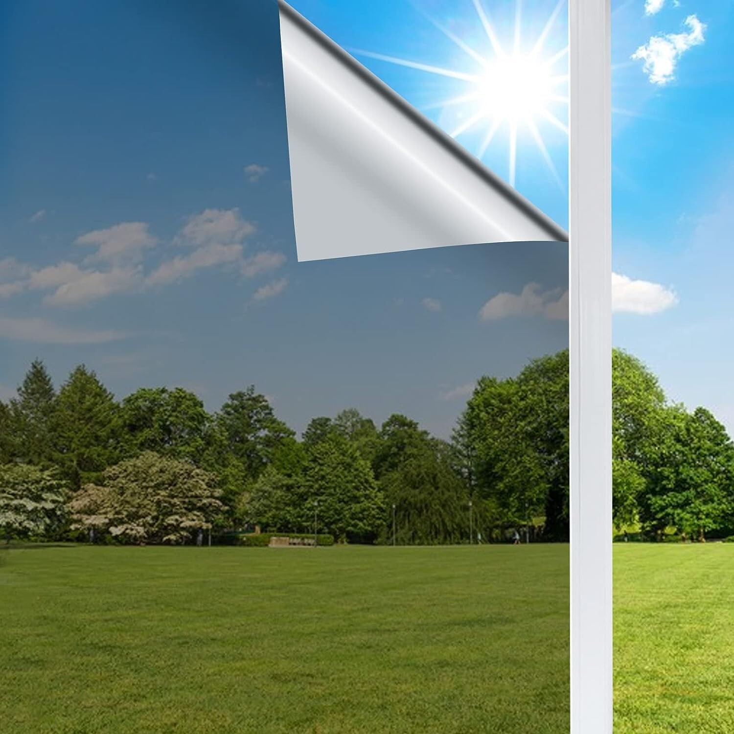 One Way Window Film Sun Blocking Glare Reduction Anti UV Removable 17.7×78.7Inch