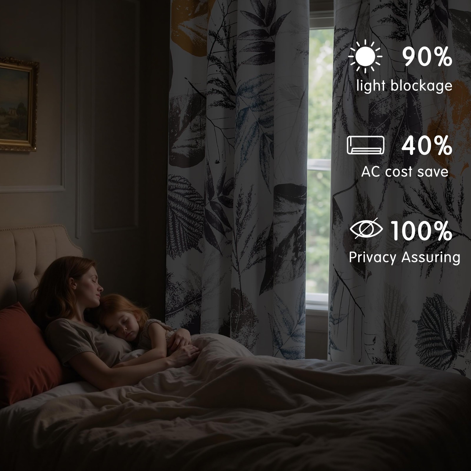 Blackout Curtains 52Wx63L, Room Darkening Floral Curtains, Thermal Insulated …