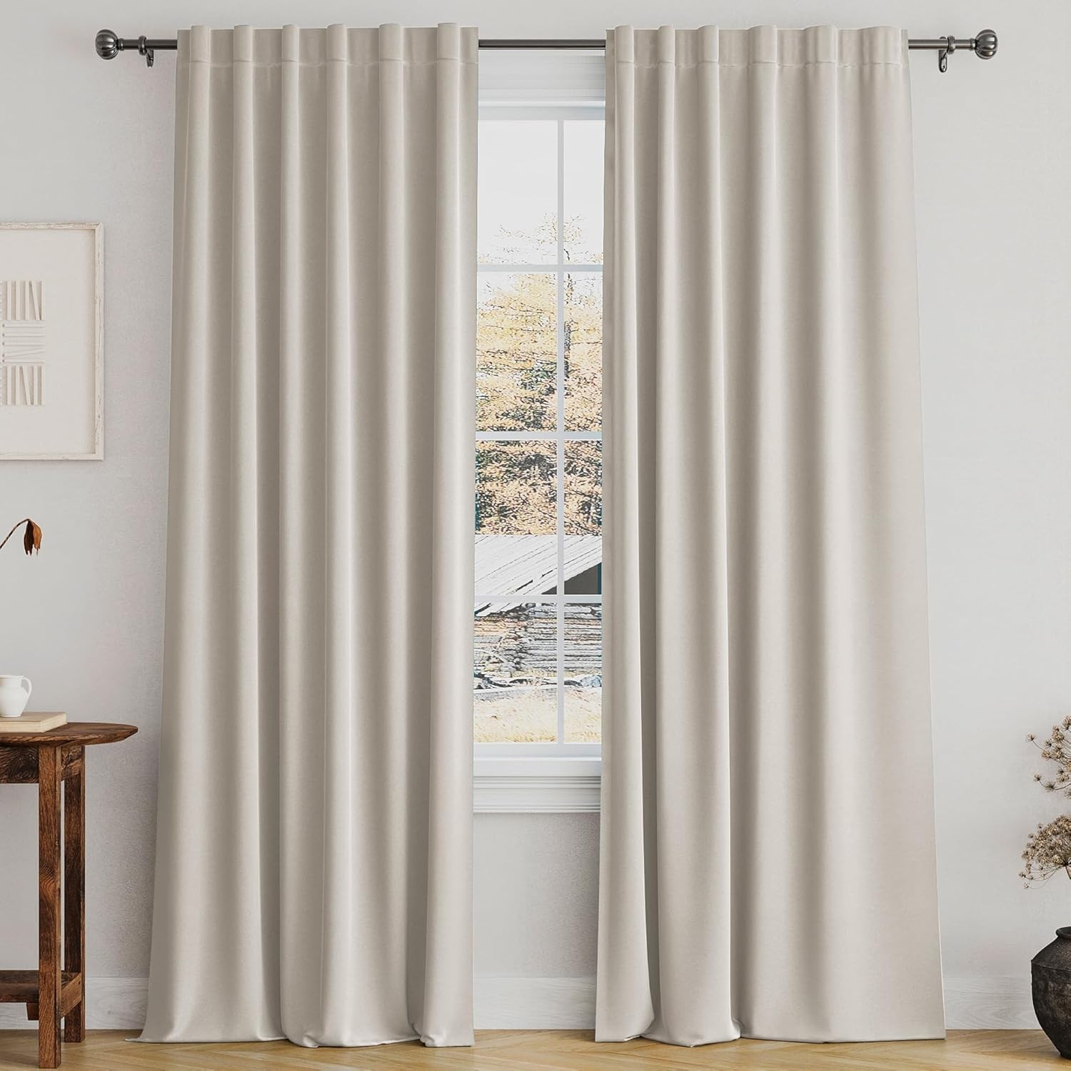 Turquoize Cream Beige Blackout Curtains Thermal Insulated Room Darkening 52×96