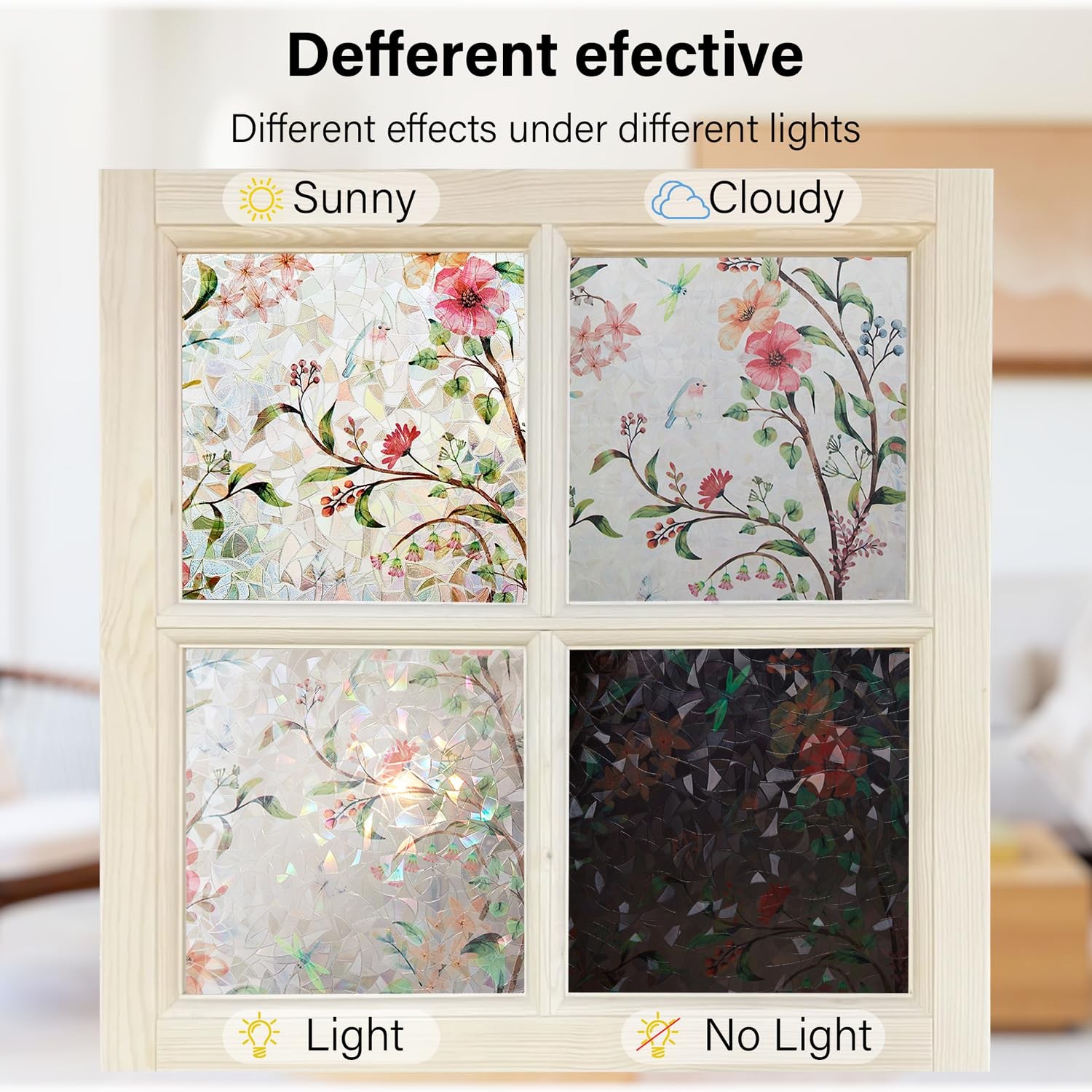 Ranzdn Window Privacy Film – Stained Glass 23.6×78.7 Inches, Cosmos