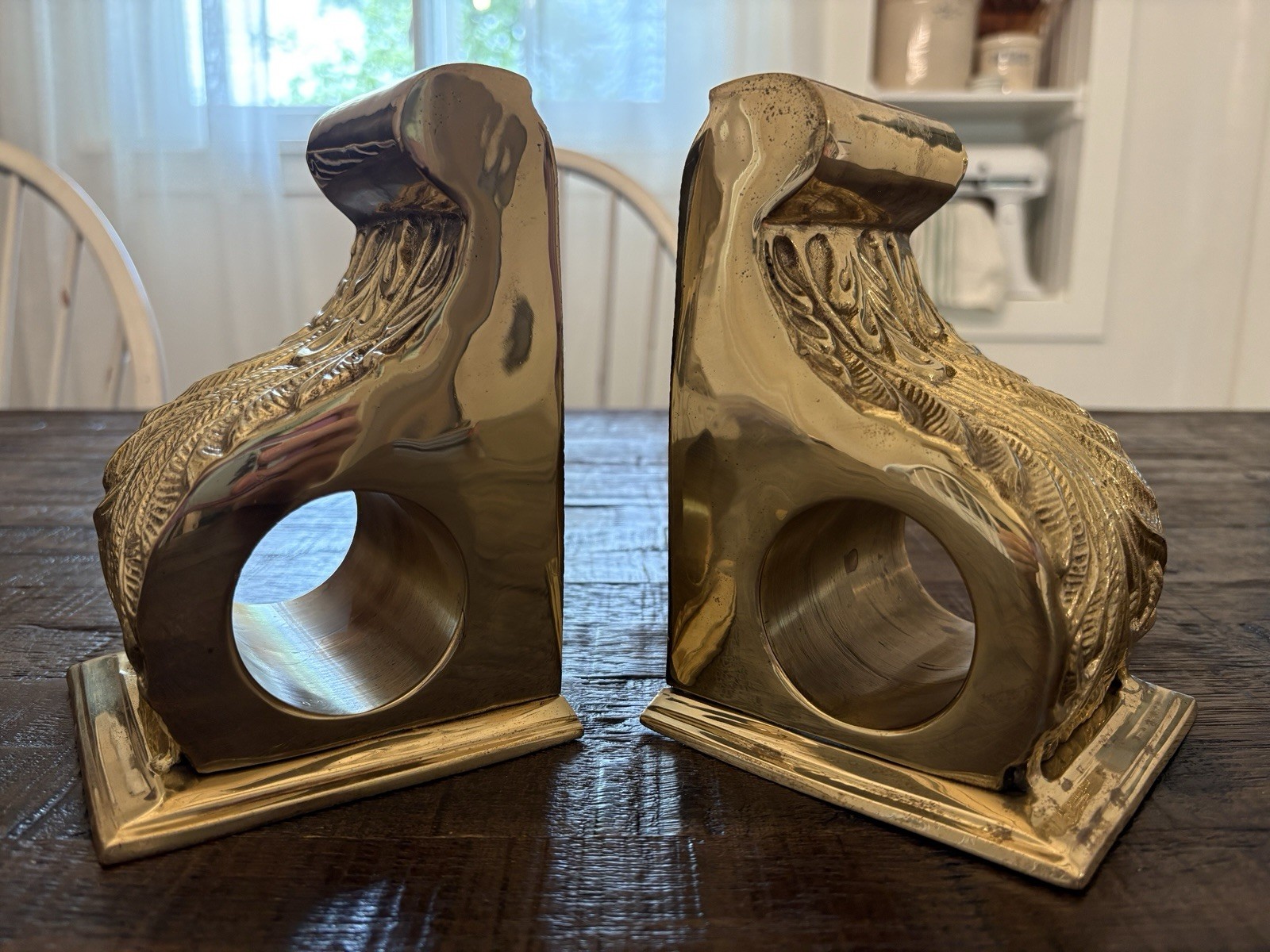 Vintage Mid-Century Ornate Brass Wall Mount Drapery Curtain Corbel Bookend