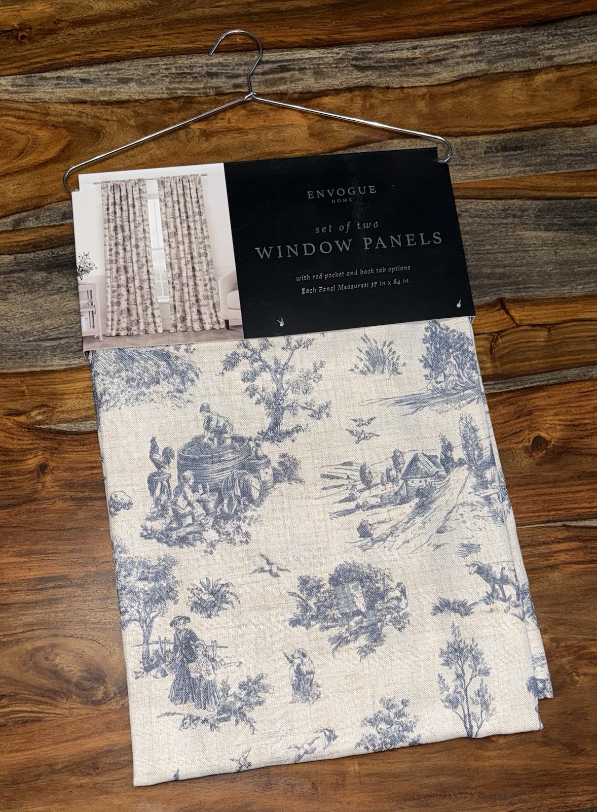 Envogue French Country Toile Cottage Drapes Curtains 37″ x 84” Set of 2