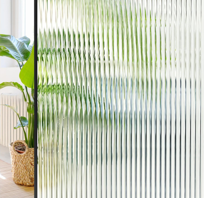 3D Fluted Glass Window Privacy Film Frosted Reeded Glass Stickers 17.5×78.7in